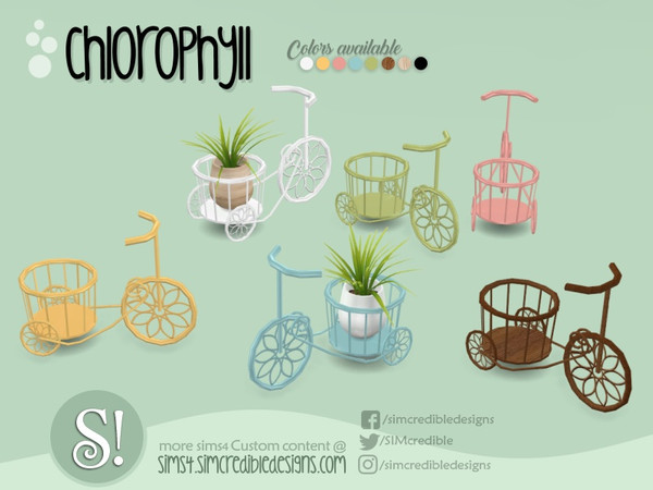 Sims 4 — Chlorophyll decor mini bike by SIMcredible! — by SIMcredibledesigns.com available at TSR 8 colors variations
