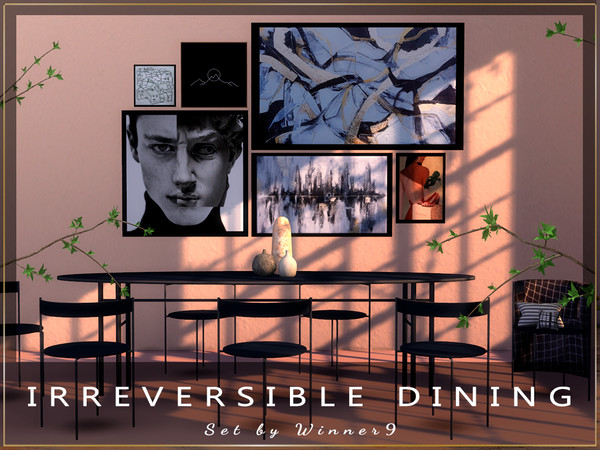 Sims 4 — Irreversible Dining by Winner9 — Minimalist dining set in pastel palette with clear and warm colors. Enjoy ;)