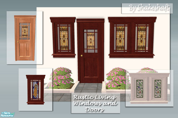 Sims 2 — Rustic Living: Windows and Doors by Shakeshaft — A set of Window and Doors to accompany my Rustic Living Room
