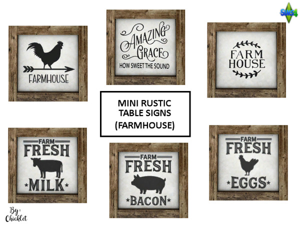 Sims 4 — Mini Rustic Table Signs - Farmhouse by Chicklet — Miniature signs are perfect to clutter up those shelves or
