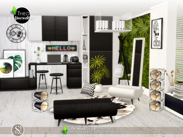 Sims 4 — Theorem Hallway by SIMcredible! — Bringing for your sims a hallway with modern touch in white, black and 2 wood