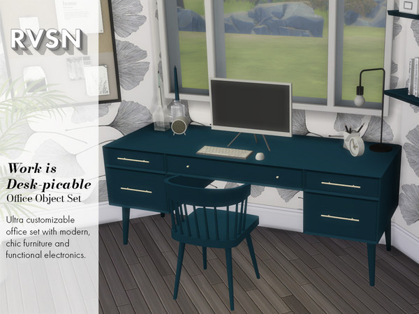 Sims 4 — Work is Desk-picable Office Set by RAVASHEEN — The Work is Desk-picable office set gives your sim ultimate