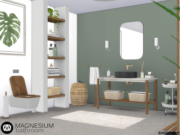 Sims 4 — Magnesium Bathroom by wondymoon — Harmony of wood and concrete/ceramic; Magnesium Bathroom! Have fun! - Set
