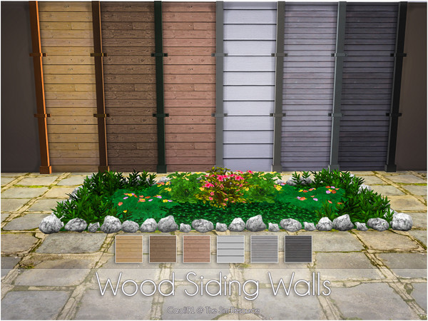Sims 4 — Wood Siding Walls by Caroll912 — The set of 4 different,realistic,bright and dark wood-style looking siding