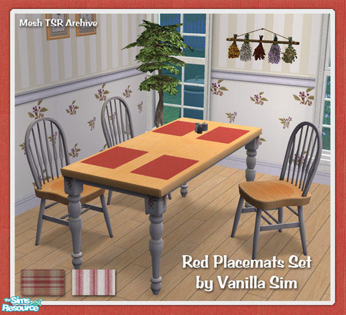 Sims 2 — VS Red Placemats Set by Vanilla Sim — 