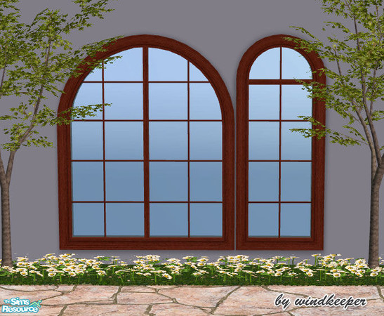 Sims 2 — Waterfront window - walnut by Windkeeper — Frame recolor for Waterfront window. Will work for all the windows