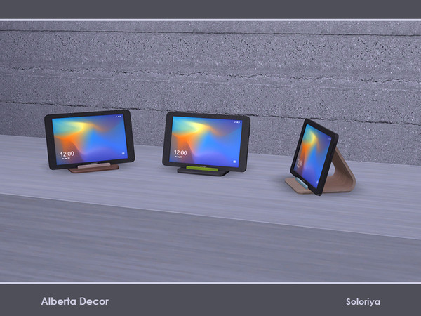 Sims 4 — Alberta Decor. Tablet Holder by soloriya — Decorative tablet holder. Part of Alberta Decor set. 3 color