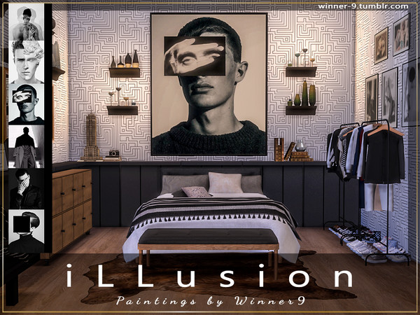 Sims 4 — Boys by Winner9 — Black-white paintings in 6 swatches, enjoy! ;) Perfectly fits artist or designer