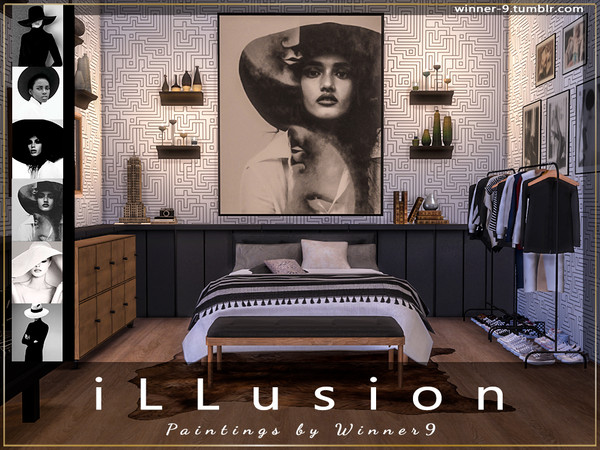 Sims 4 — Lifestyle by Winner9 — Black-white paintings in 6 swatches, enjoy! ;) Perfectly fits artist or designer