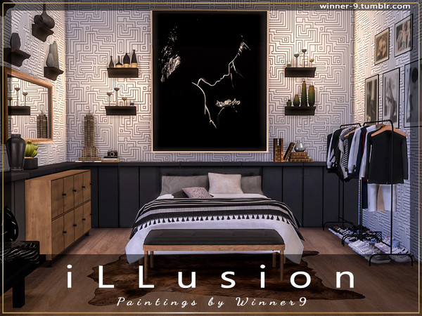 Sims 4 — Darkroom by Winner9 — Black-white paintings in 6 swatches, enjoy! ;) Perfectly fits artist or designer