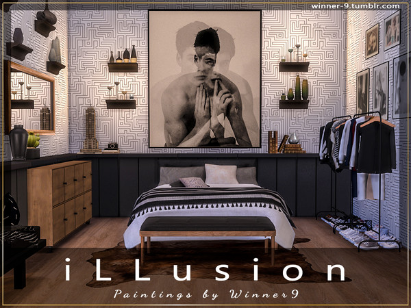 Sims 4 — iLLusion by Winner9 — 24 minimalistic black-white paintings, enjoy! ;) Perfectly fits artist or designer