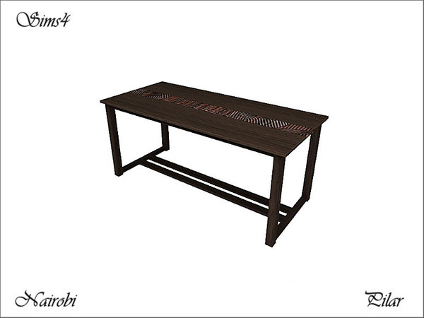 Sims 4 — Pilar NairobiDiningTable S4 by Pilar — Colonial style and exotic woods