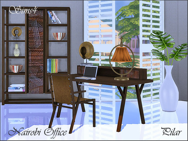 Sims 4 — Nairobi Office by Pilar — Colonial style and exotic woods