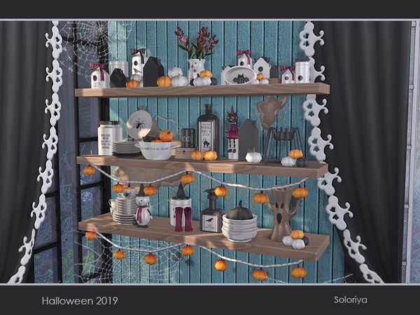 Sims 4 — Halloween 2019 by soloriya — Decorative set for your Halloween or gothic houses. Includes 17 decorative objects