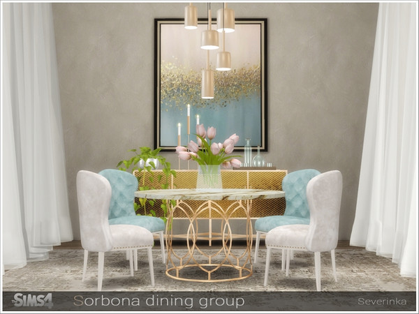Sims 4 — Sorbona dining group by Severinka_ — A set of furniture for the decoration of the dining room. The set includes
