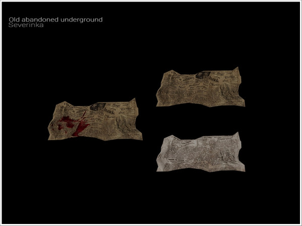 Sims 4 — [Old Underground] - crumpled newspaper by Severinka_ — crumpled newspaper From the set 'Old abandoned