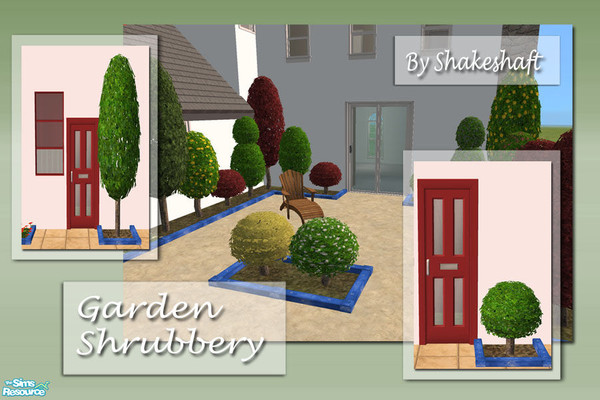 Sims 2 — Garden Shrubbery by Shakeshaft — A set of Shrubs to add architecture and colour to your sims gardens,set
