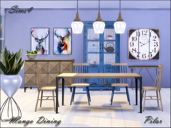 Sims 4 — Mango Dining by Pilar — Mango wood y aged alacena
