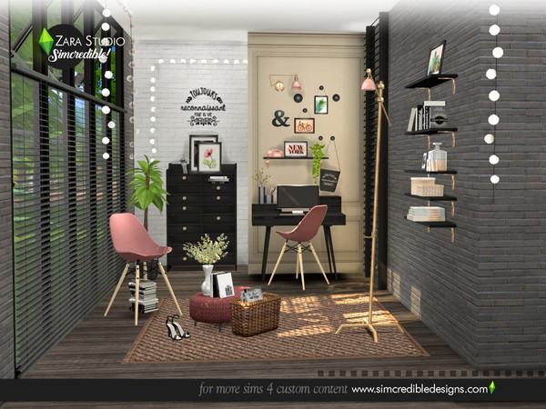 Sims 4 — Zara Study by SIMcredible! — Zara Study is a corner for your creative sims play with, expanding their ideas on