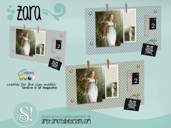Sims 4 — Zara wall magazines by SIMcredible! — by SIMcredibledesigns.com available at TSR 4 colors variations