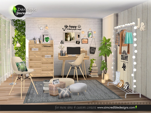 Sims 4 — Zara Extras by SIMcredible! — Time to add details and living touch to your Zara collection. On this set you'll