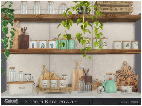 Sims 4 — Scandi Kitchenware by Severinka_ — Scandinavian-style kitchen / dining room decor set The set includes 11 items: