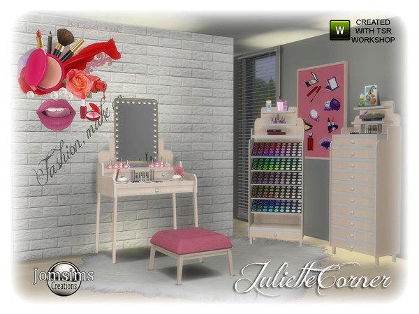 Sims 4 — Juliette corner by jomsims — Juliette corner A beauty corner. For your Sims . Vanity table. wall mirror for