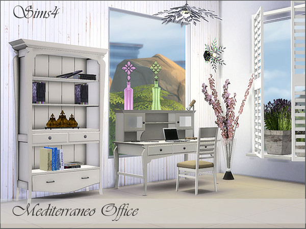 Sims 4 — Mediterraneo Office by Pilar — The light of the Mediterranean