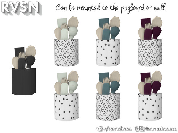 Sims 4 — Peg To Differ - Utensils by RAVASHEEN — This cute utensil holder has a patterned, ceramic base and comes