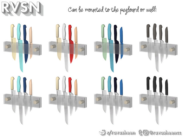 Sims 4 — Peg To Differ - Knife Set by RAVASHEEN — Who says meal prep can't be fun? The 'Peg To Differ' colored knife set