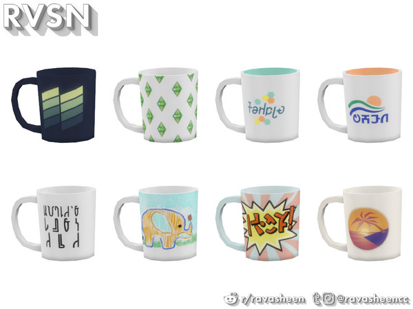 Sims 4 — Peg To Differ - Deco Mug by RAVASHEEN — This stoneware mug is adorned with a variation of styles including free