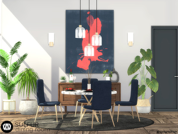 Sims 4 — Sulfur Dining Room by wondymoon — Sulfur Dining Room with round dining table, comfortable chairs, gold metal