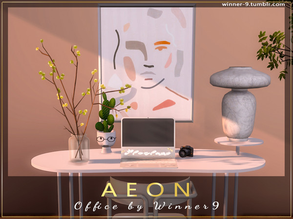 Sims 4 — Aeon Office by Winner9 — Minimalistic office set in pastel colors. This set contains: 1) Desk 2) Desk chair 3)