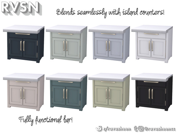 Sims 4 — Simmer Down Counter Bar by RAVASHEEN — Part of the Simmer Down series, this island bar blends seamlessly into