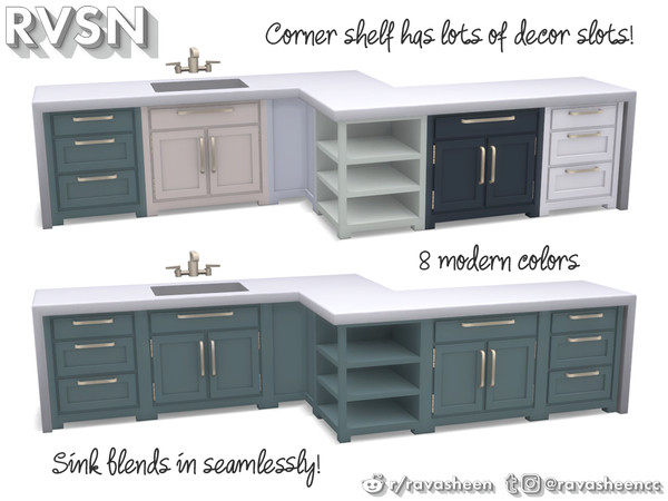 Sims 4 — Simmer Down Base Counters by RAVASHEEN — If you're tired of cluttered, unorganized and hard to access counters,