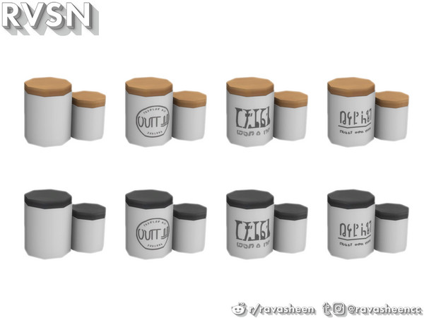 Sims 4 — Simmer Down Flour Jars by RAVASHEEN — These ceramic jars are paired with cute wooden tops and are the perfect