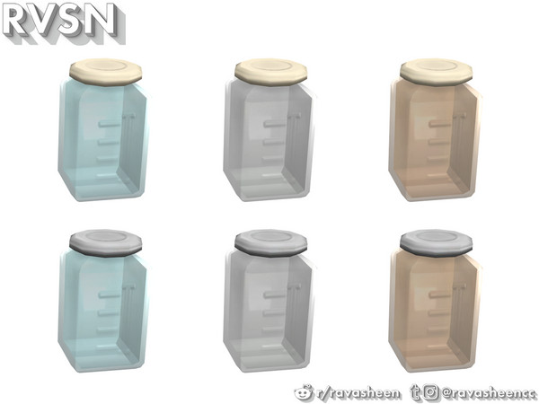 Sims 4 — Simmer Down Mason Jar by RAVASHEEN — Clutter up the open shelving of the Simmer Down counter series with