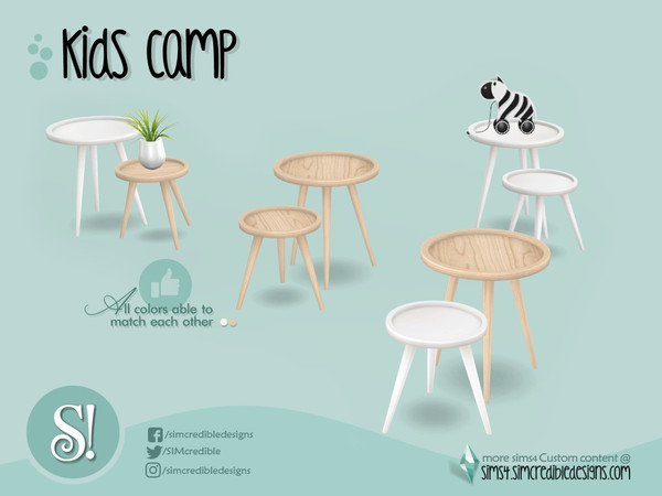Sims 4 — Kids camping end table by SIMcredible! — by SIMcredibledesigns.com available at TSR 2 colors in 4 variations