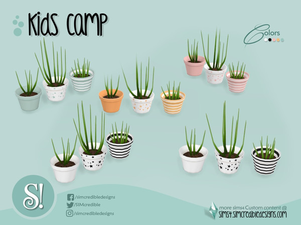 Sims 4 — Kids camping 3 plants by SIMcredible! — by SIMcredibledesigns.com available at TSR 4 colors variations 