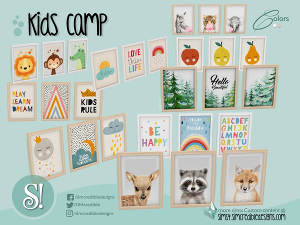 Sims 4 — Kids Camping paintings by SIMcredible! — by SIMcredibledesigns.com available at TSR 2 colors in 20 variations 