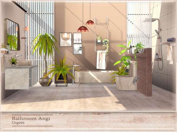 Sims 4 — Bathroom Angi by ung999 — A new bathroom set which includes the following 8 items: ( Decor objects in preview to