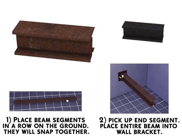 Sims 4 — Carbon Ceiling Beam by sim_man123 — A segment of an old rusty ceiling beam. Please see
