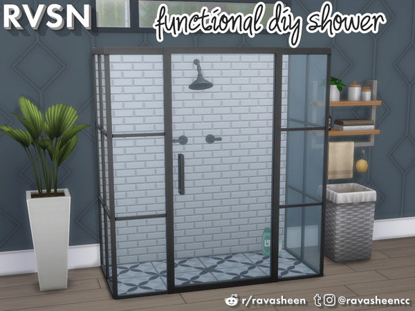 Sims 4 — Keep It Clean DIY Shower Set by RAVASHEEN — Now your simmies can keep it clean their way! The Keep It Clean DIY