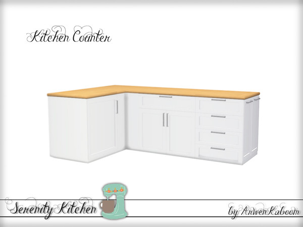 Sims 4 — Serenity Kitchen - Counter by ArwenKaboom — Base game counter. 