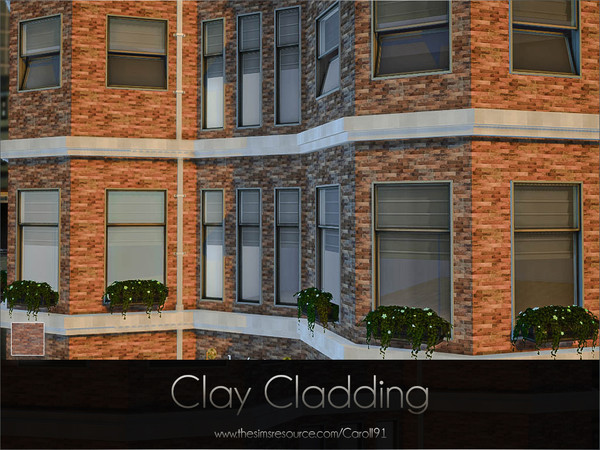 Sims 4 — Clay Cladding by Caroll912 — A single recolour clay-like brick wall in brown,orange,red and grey tones. Suitable