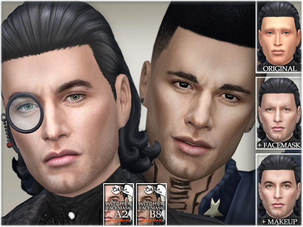 Sims 4 — Witcher facemask by BAkalia — Hello Realistic facemask for male sims in twenty skin colors. It works like a