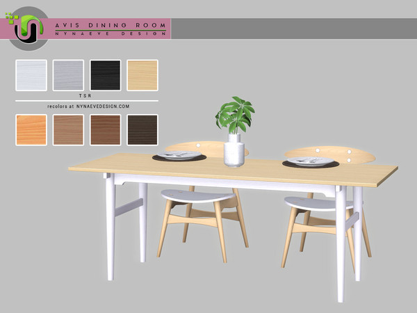 Sims 4 — Avis Dining Table 2x1 by NynaeveDesign — Avis Dining Room - Table 2x1 Found under: Surfaces - Dining Tables
