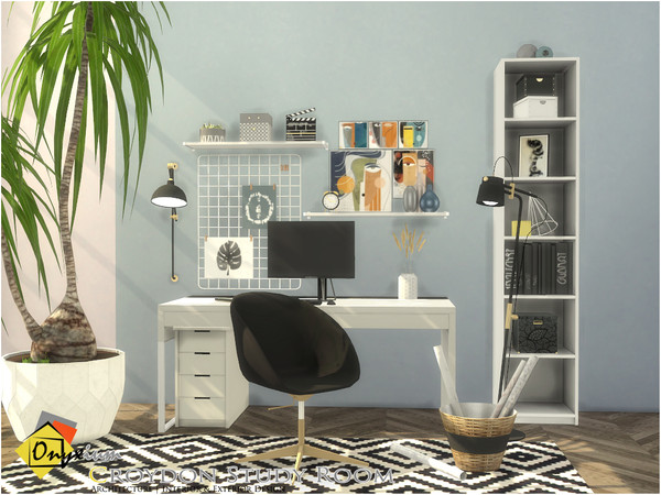 Sims 4 — Croydon Study Room by Onyxium — Onyxium@TSR Design Workshop Study Room Collection | Belong To The 2020 Year Set