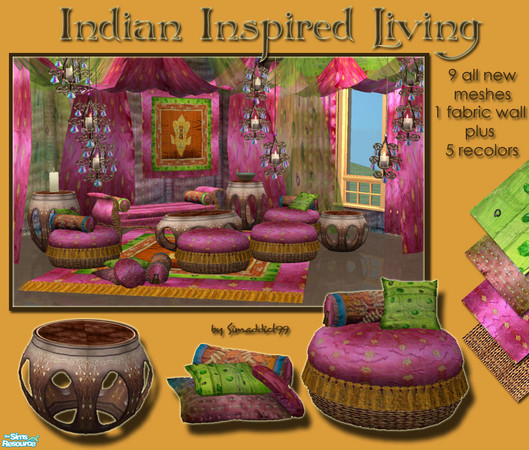 Sims 2 — Indian Inspired Living by Simaddict99 — Rich, vibrant color, luscious silks, comfortable cushions and a romantic