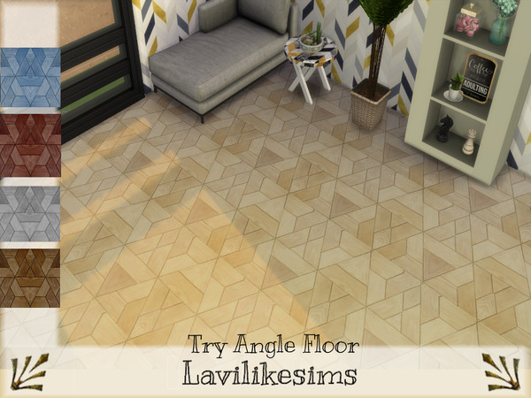 Sims 4 — Try Angle by lavilikesims — Wood floor with a triangle pattern In base game friendly in 6 swatches (grey, light,
